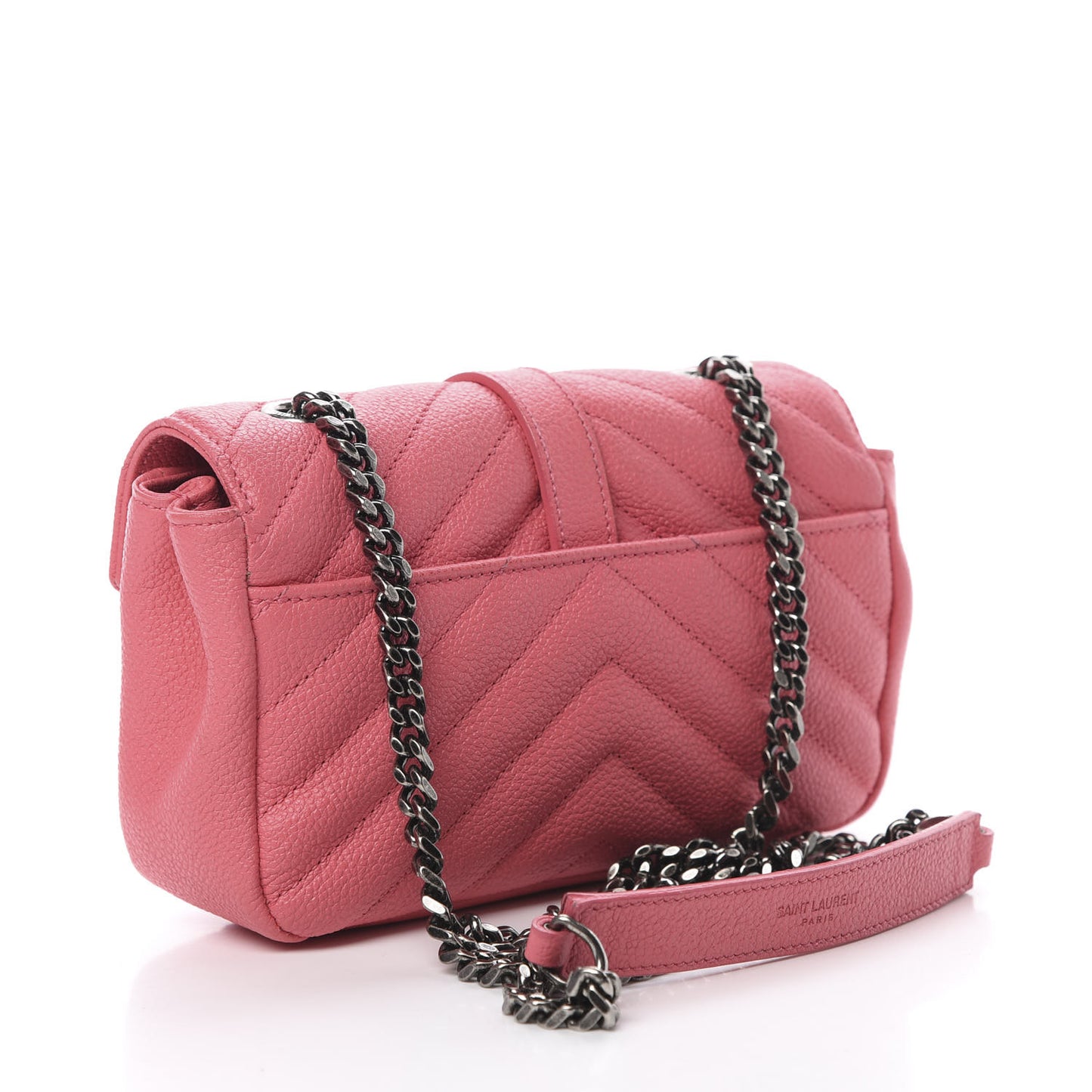 Grained Calfskin Matelassé Chevron Monogram Classic Baby Chain Bag Rose Dark