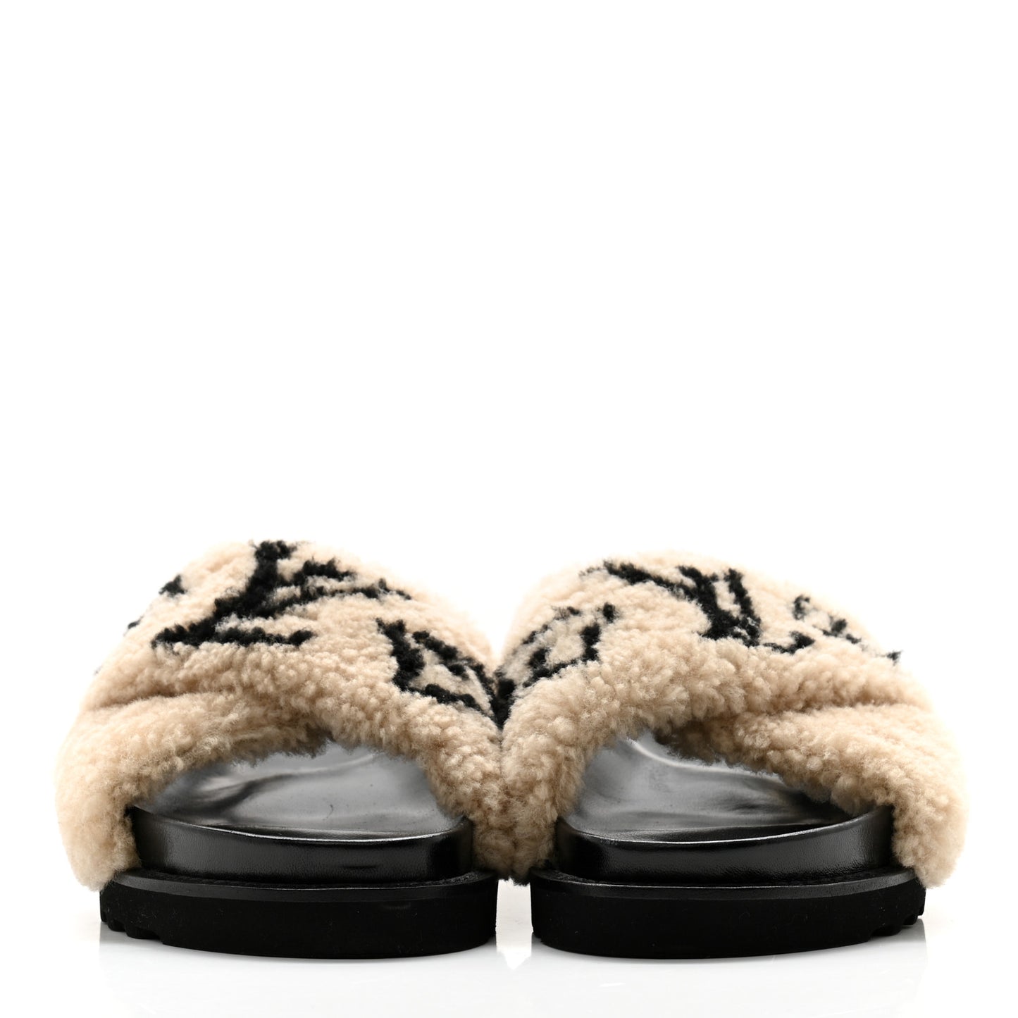 Shearling Calfskin Paseo Flat Comfort Sandal 38.5 Beige