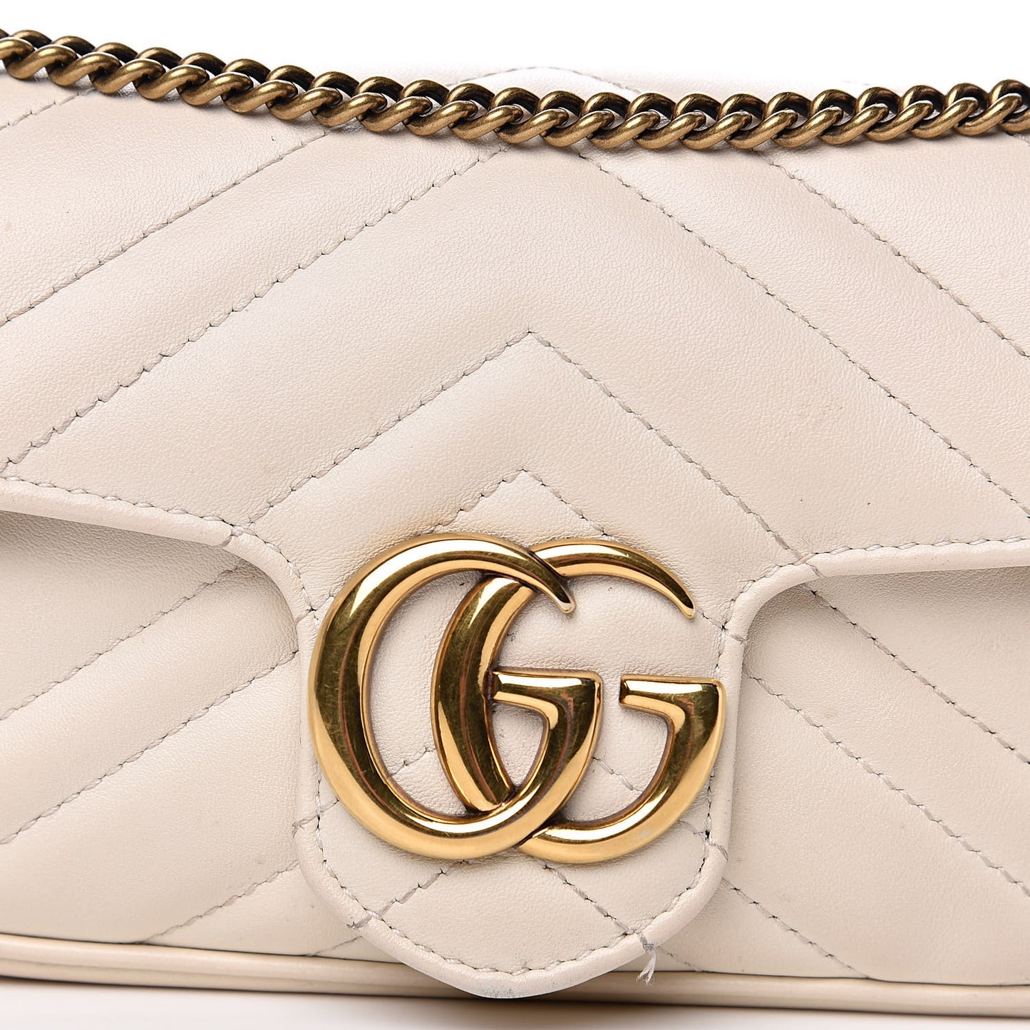 Calfskin Matelasse Super Mini GG Marmont Shoulder Bag White