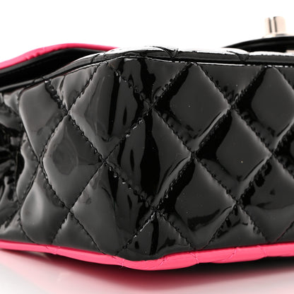 Chanel Patent Calfskin Quilted Bi-Color Mini Rectangular Flap Pink Black 9 of 10