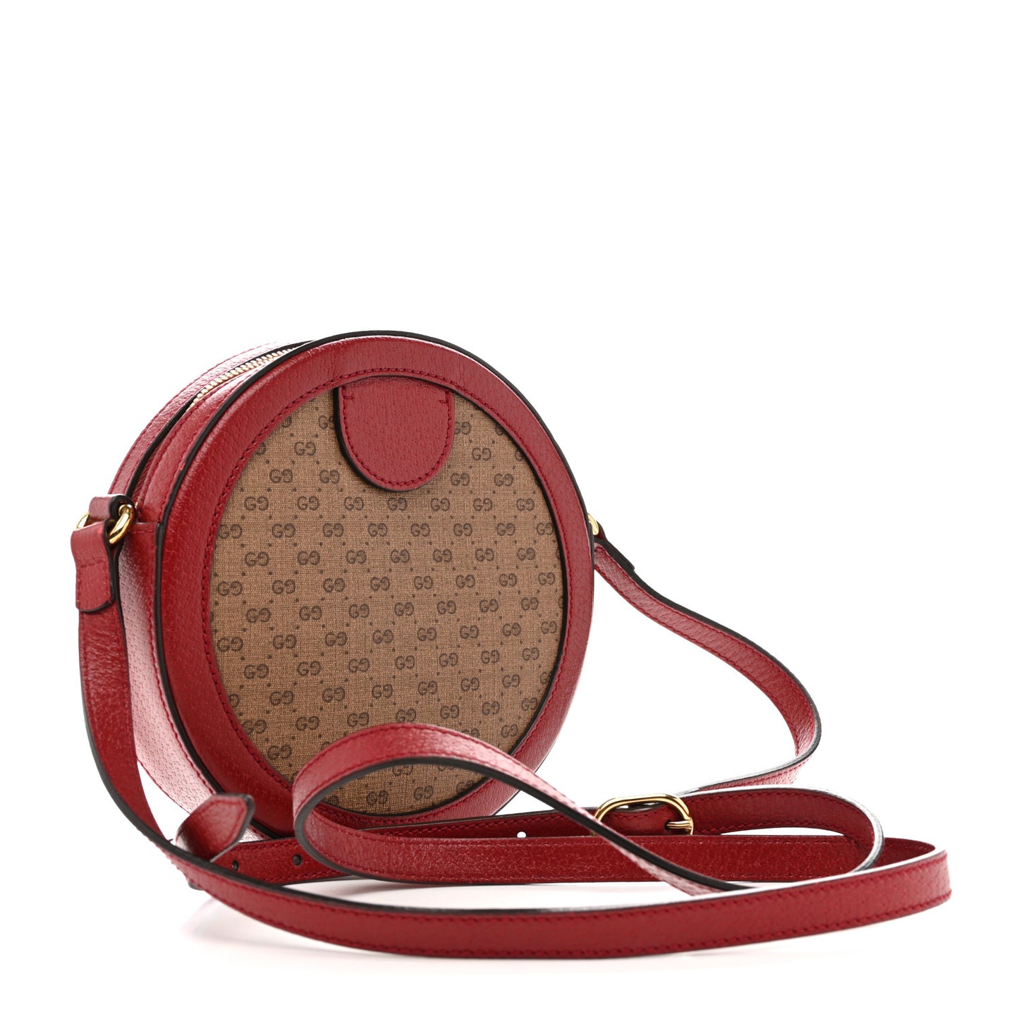X DORAEMON Mini Vintage GG Supreme Monogram Mini Round Shoulder Bag Beige Cherry Red