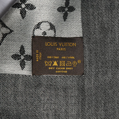 Louis Vuitton Wool Silk Monogram Denim Shawl Black 5 of 6