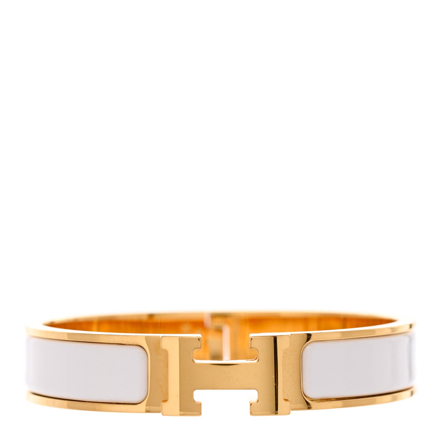Enamel Narrow Clic Clac H Bracelet PM White