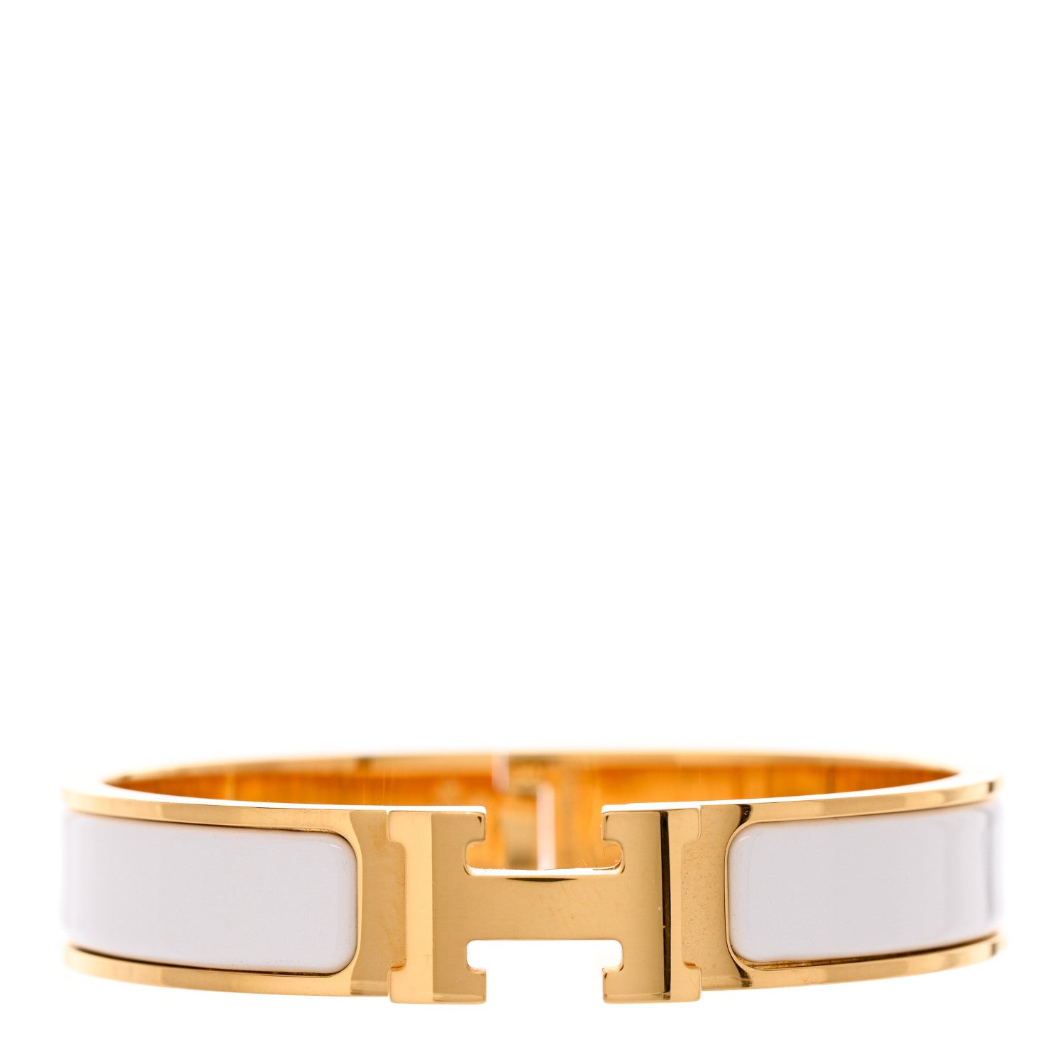 Hermes Enamel Narrow Clic Clac H Bracelet PM White 1 of 5