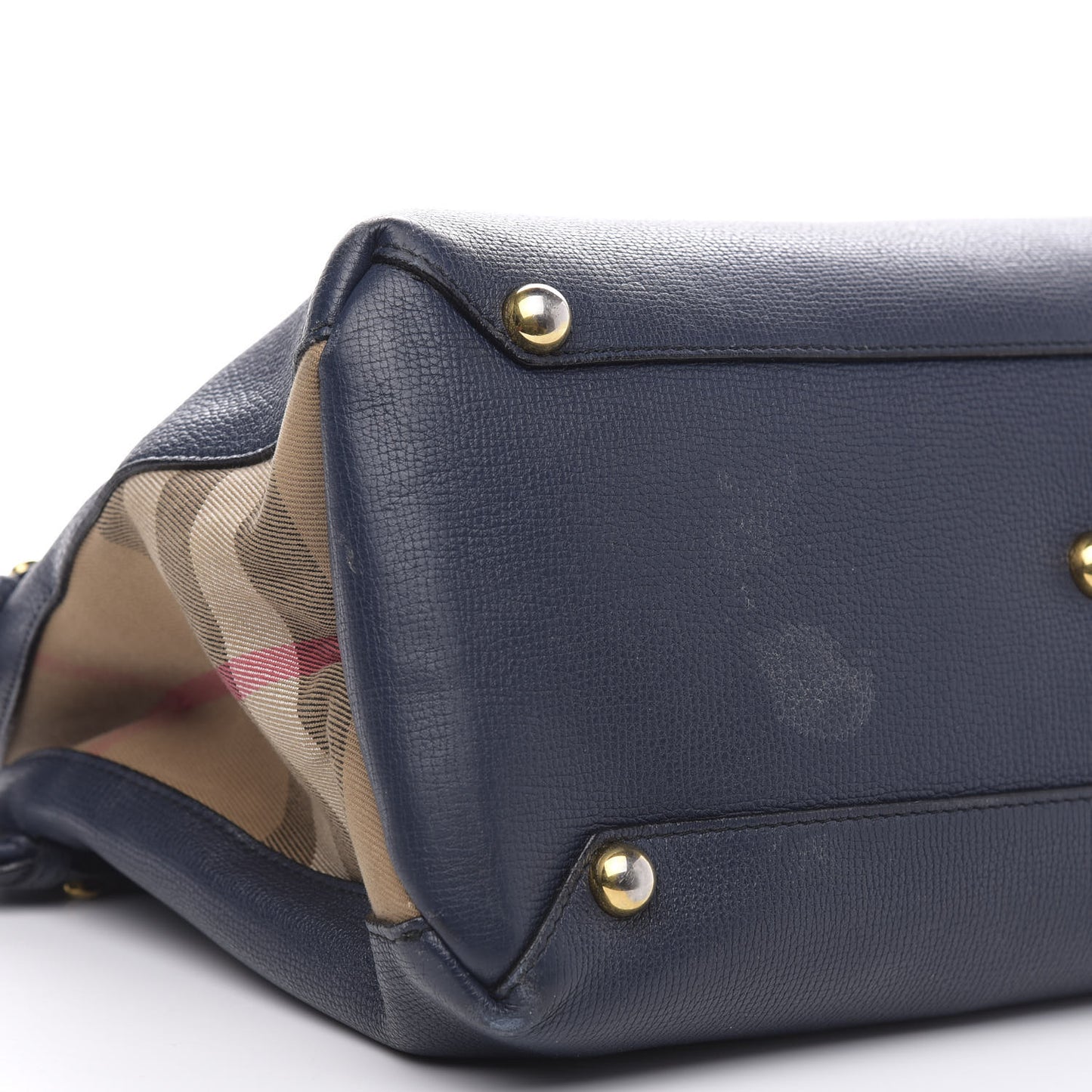 Grainy Calfskin House Check Medium Banner Tote Ink Blue