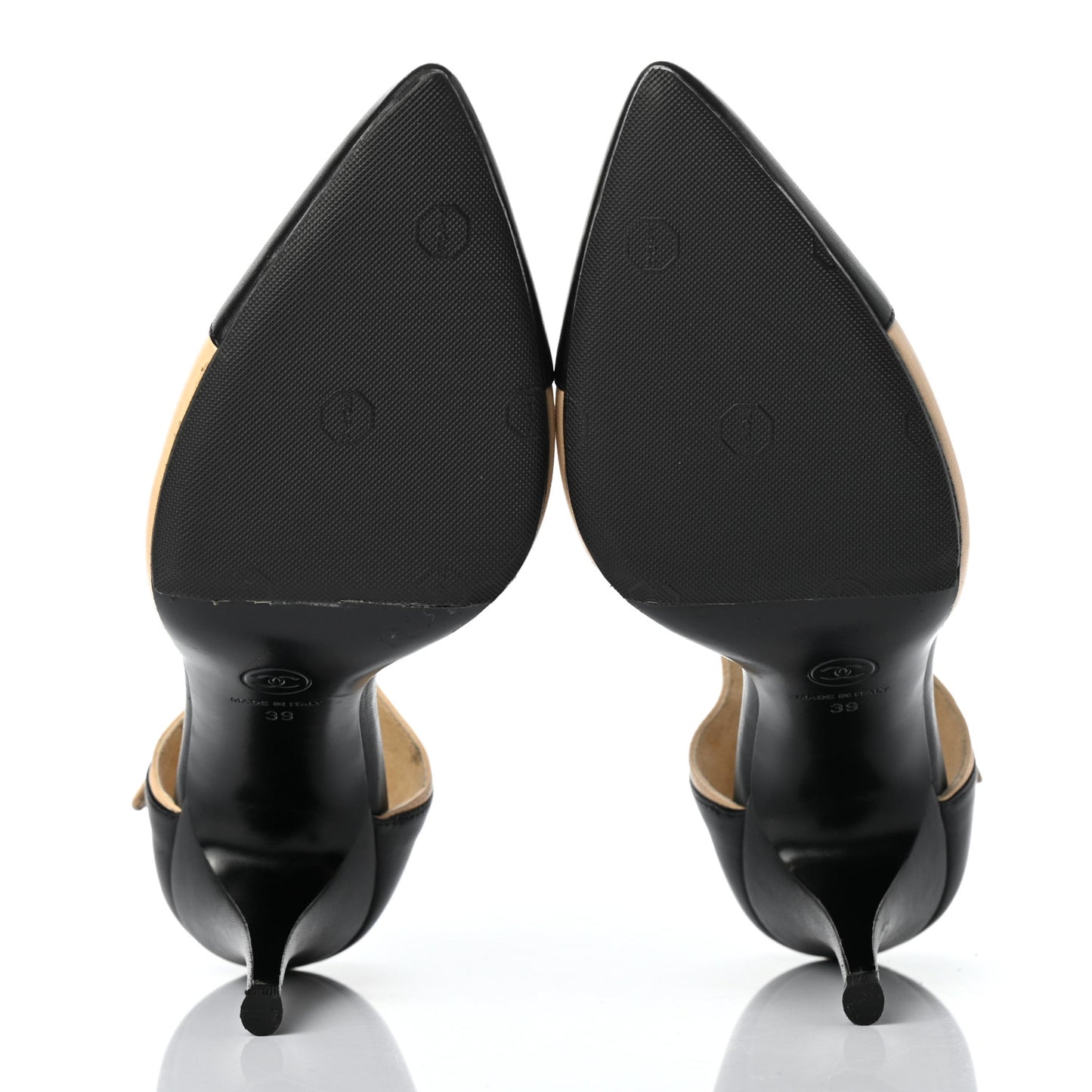 Lambskin Cap Toe CC Pumps 39 Beige Black