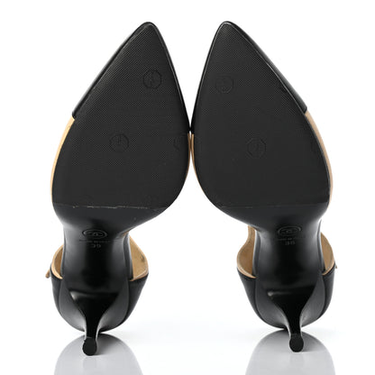 Chanel Lambskin Cap Toe CC Pumps 39 Beige Black 5 of 9