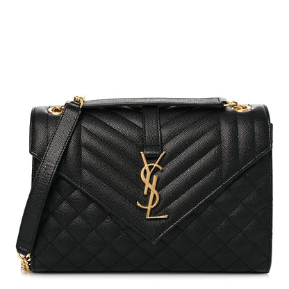 Saint Laurent Grain De Poudre Textured Mixed Matelasse Triquilt Medium Monogram Satchel Black 8 of 12
