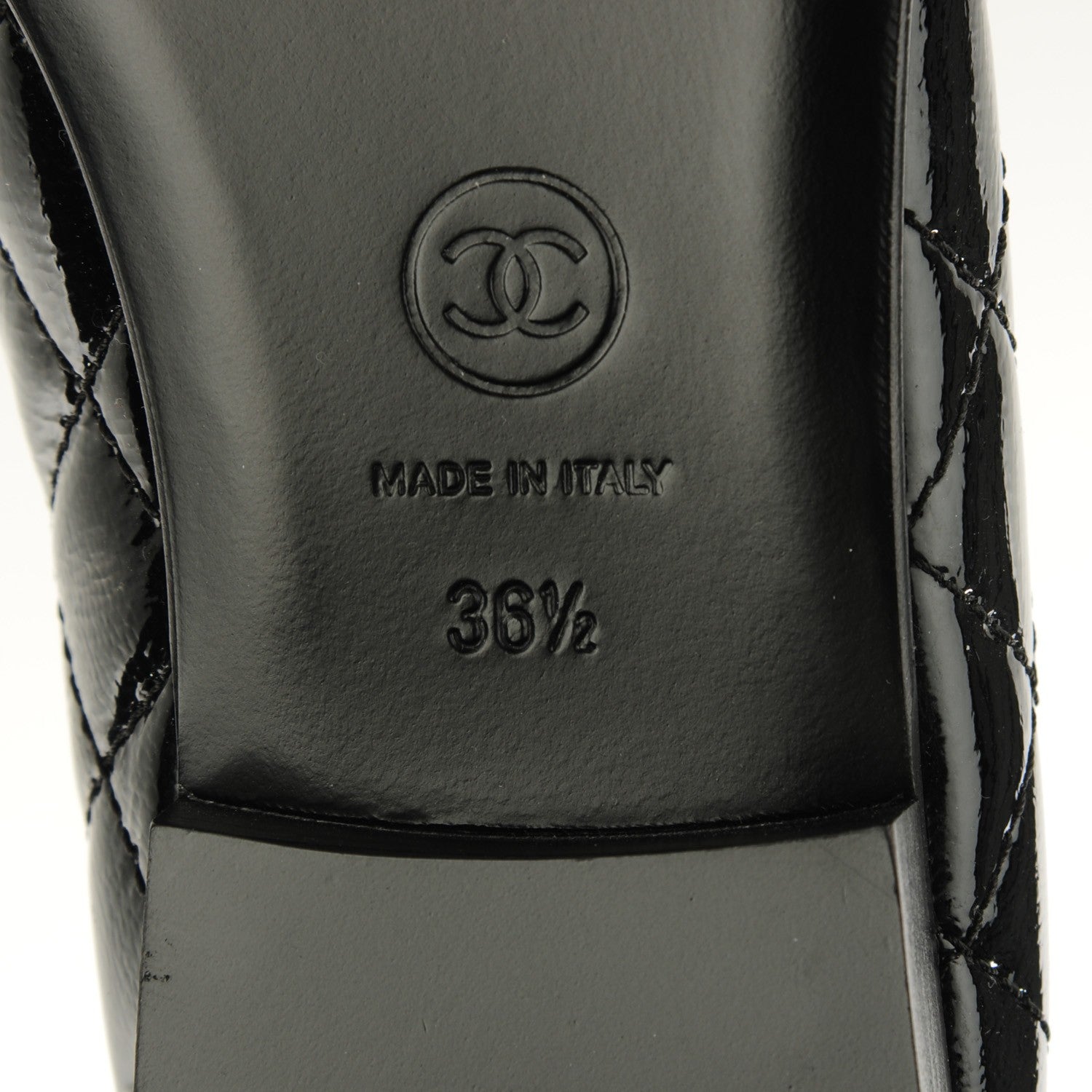 Chanel Patent Quilted Cap Toe Ballerina Flats 36.5 Black 6 of 8