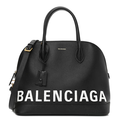 Balenciaga Signature Grained Calfskin Logo M Ville Top Handle Bag Black 1 of 12