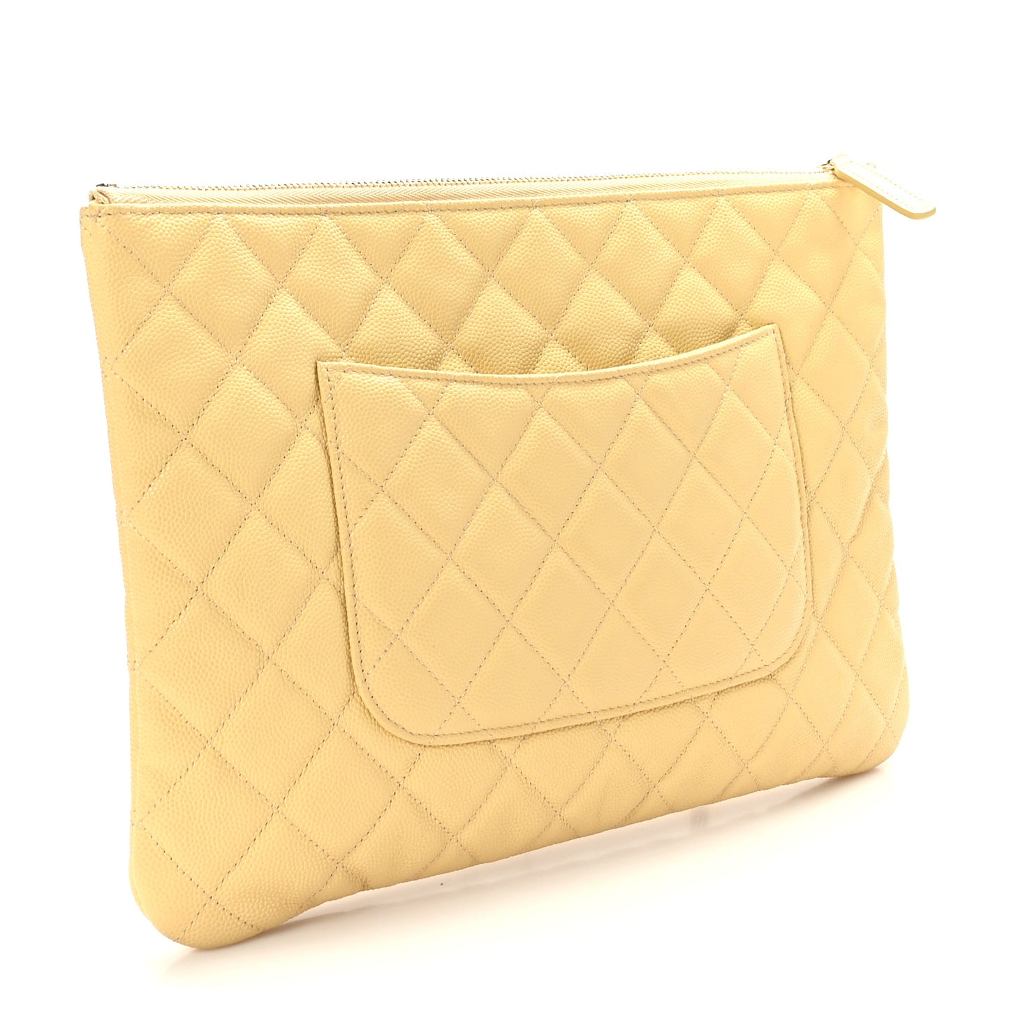Caviar Quilted Medium Cosmetic Case Yellow