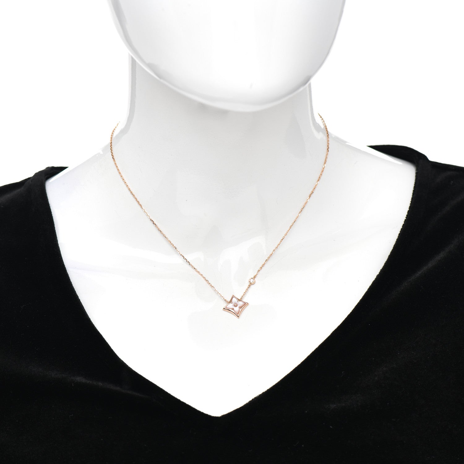 Louis Vuitton 18K Pink Gold Diamond Pink Mother of Pearl Color Blossom BB Star Pendant Necklace 2 of 6