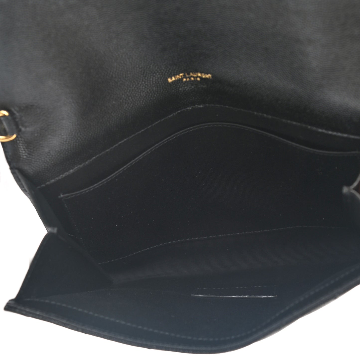 Grain De Poudre Matelasse Chevron Monogram Envelope Clutch Black