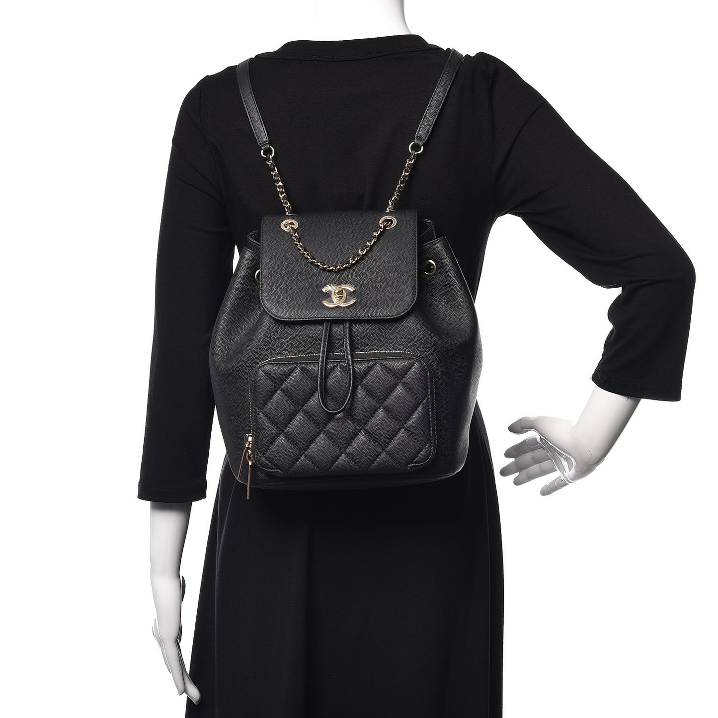 Caviar Quilted Business Affinity Backpack Black