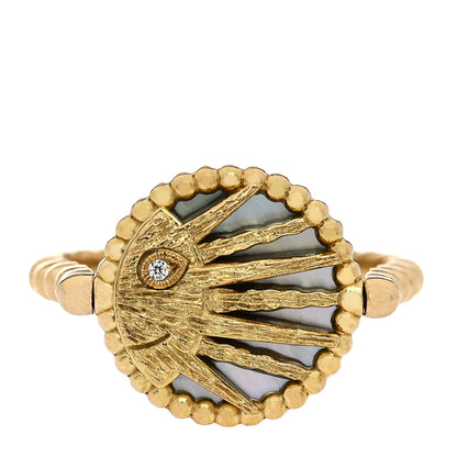 Christian Dior 18K Yellow White Gold Diamond Black Onyx Mother of Pearl Rose Celeste Ring 50 5.25 1 of 5