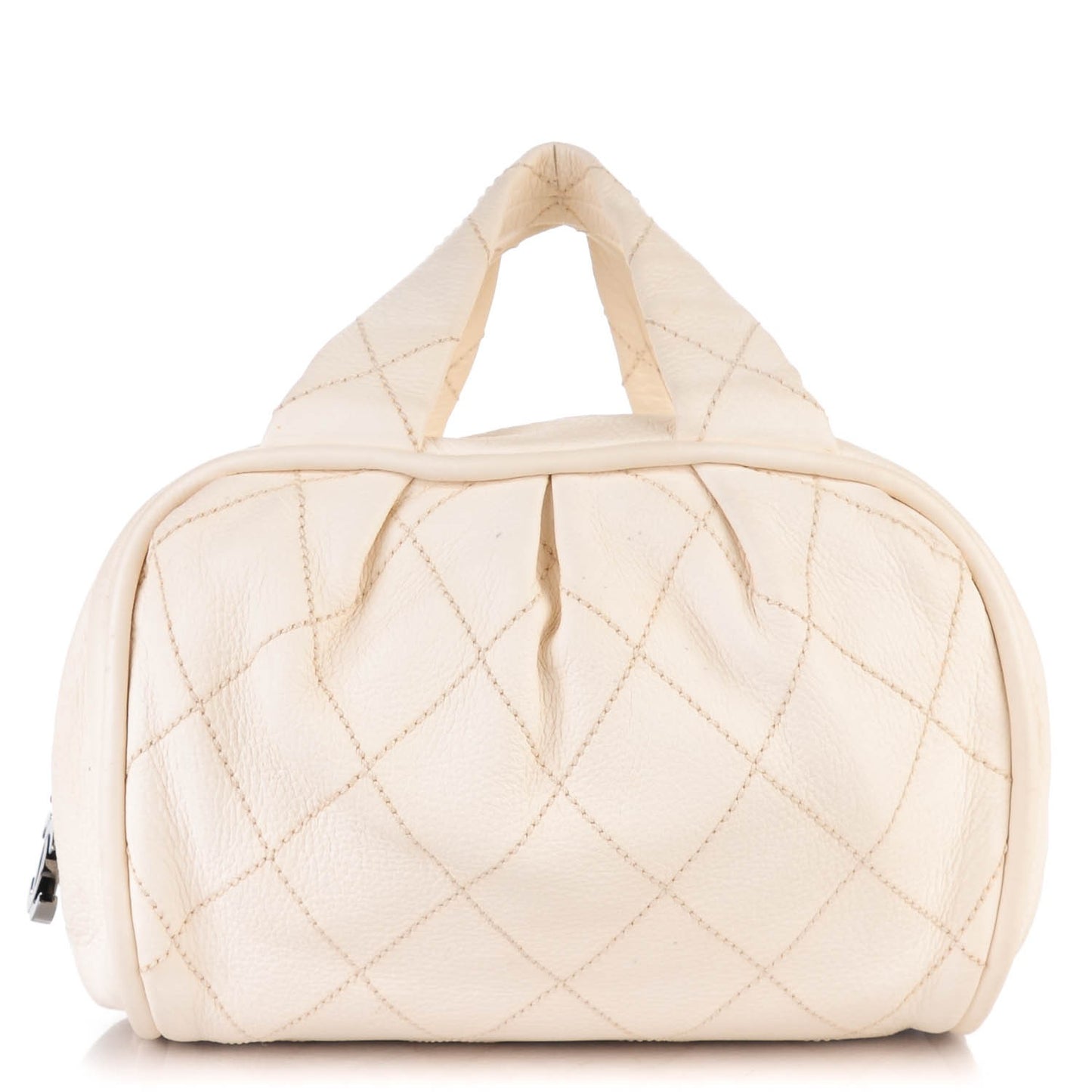 Calfskin Round Bowling Bag White