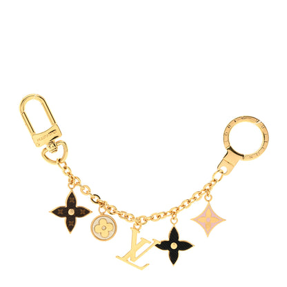 Louis Vuitton Brass Enamel Fleur De Monogram Bag Charm Chain Gold 1 of 4