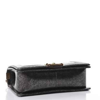 Chanel Cracked Metallic Calfskin Quilted Medium Boy Flap Dark Silver 5 of 9