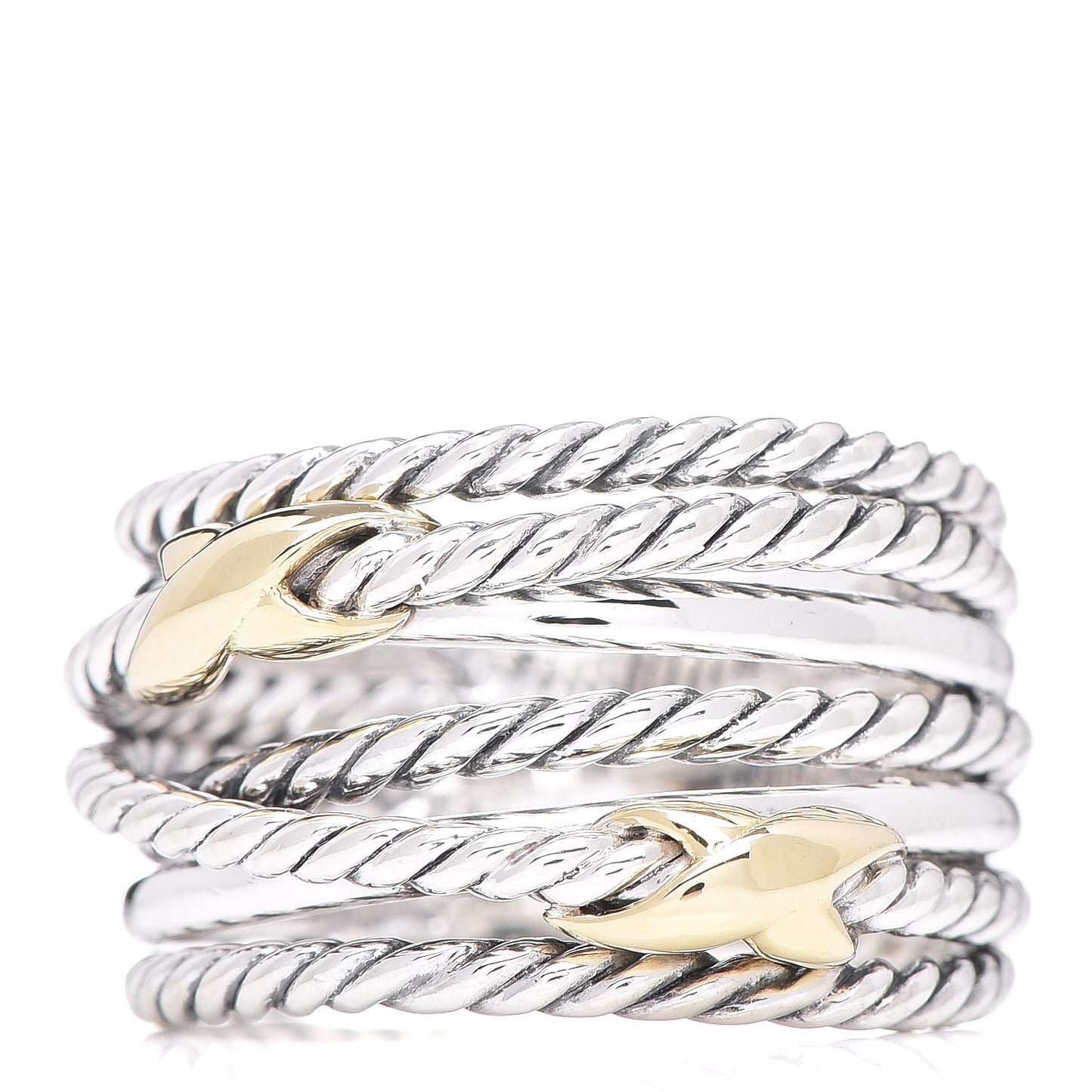 Sterling Silver 18K Yellow Gold Double X Crossover Ring 52 6