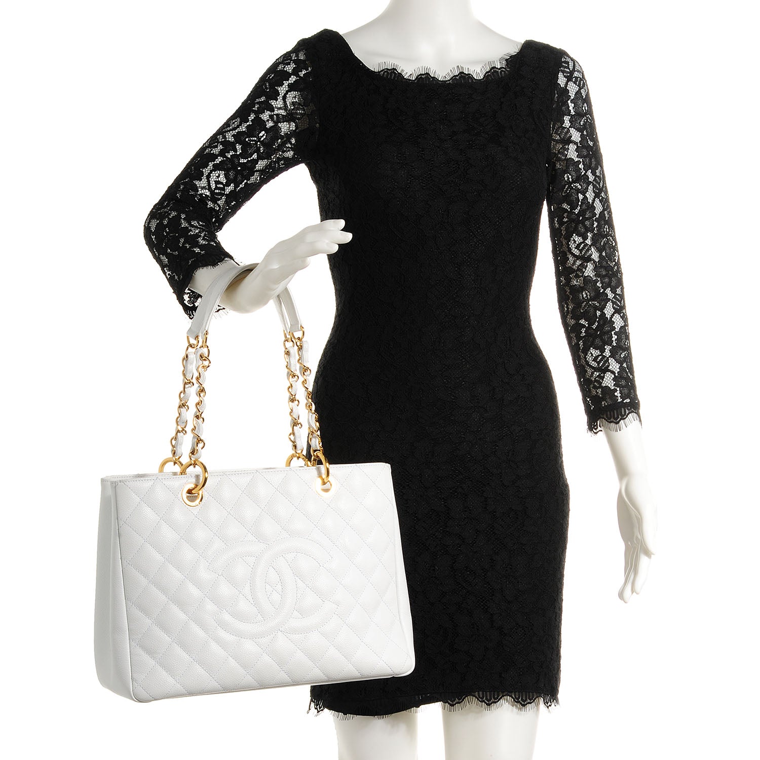 Chanel Caviar Quilted Grand Shopping Tote GST White 2 of 7