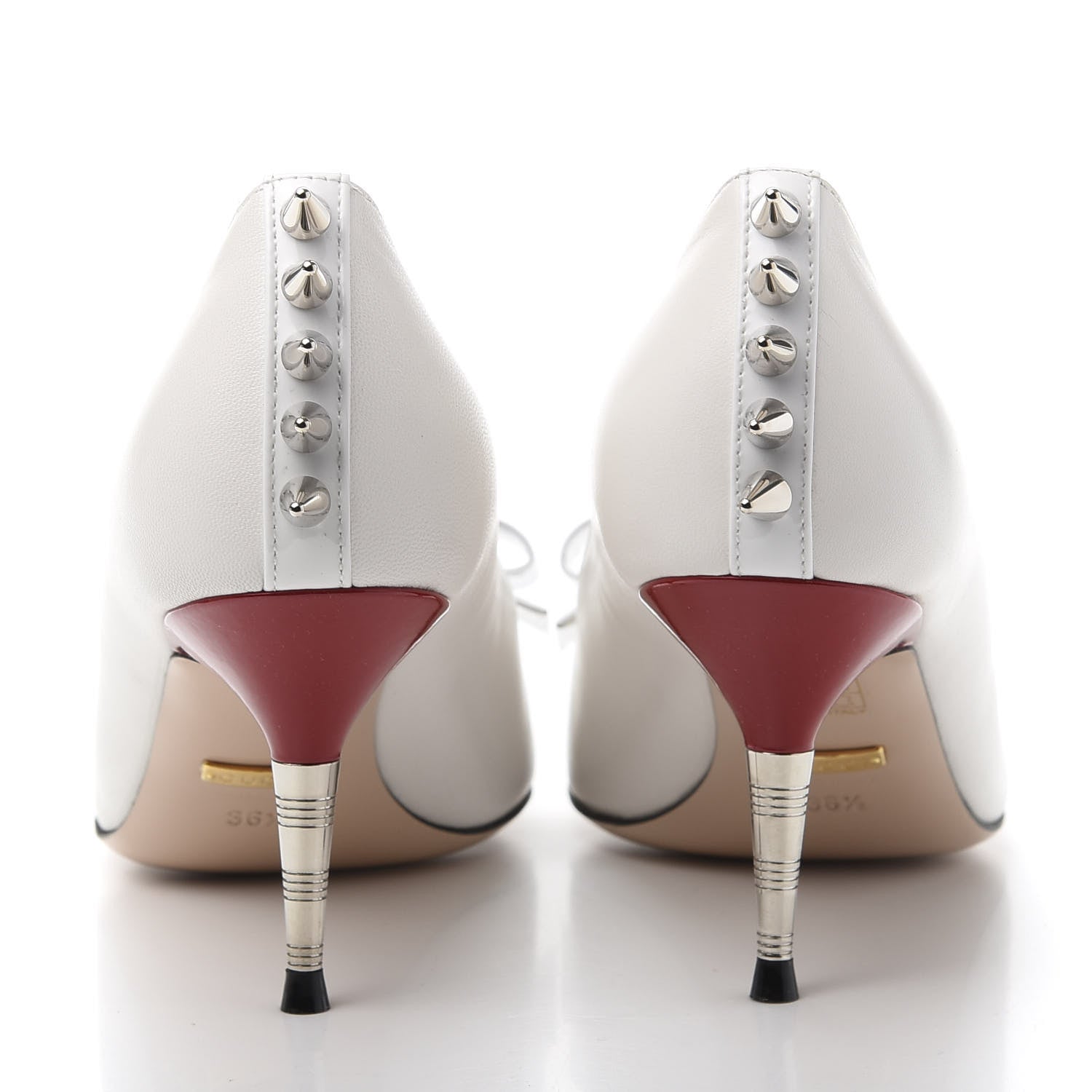 Gucci Calfskin GG Bow Sadie Spike Mid Heel Pumps 36.5 White 5 of 10
