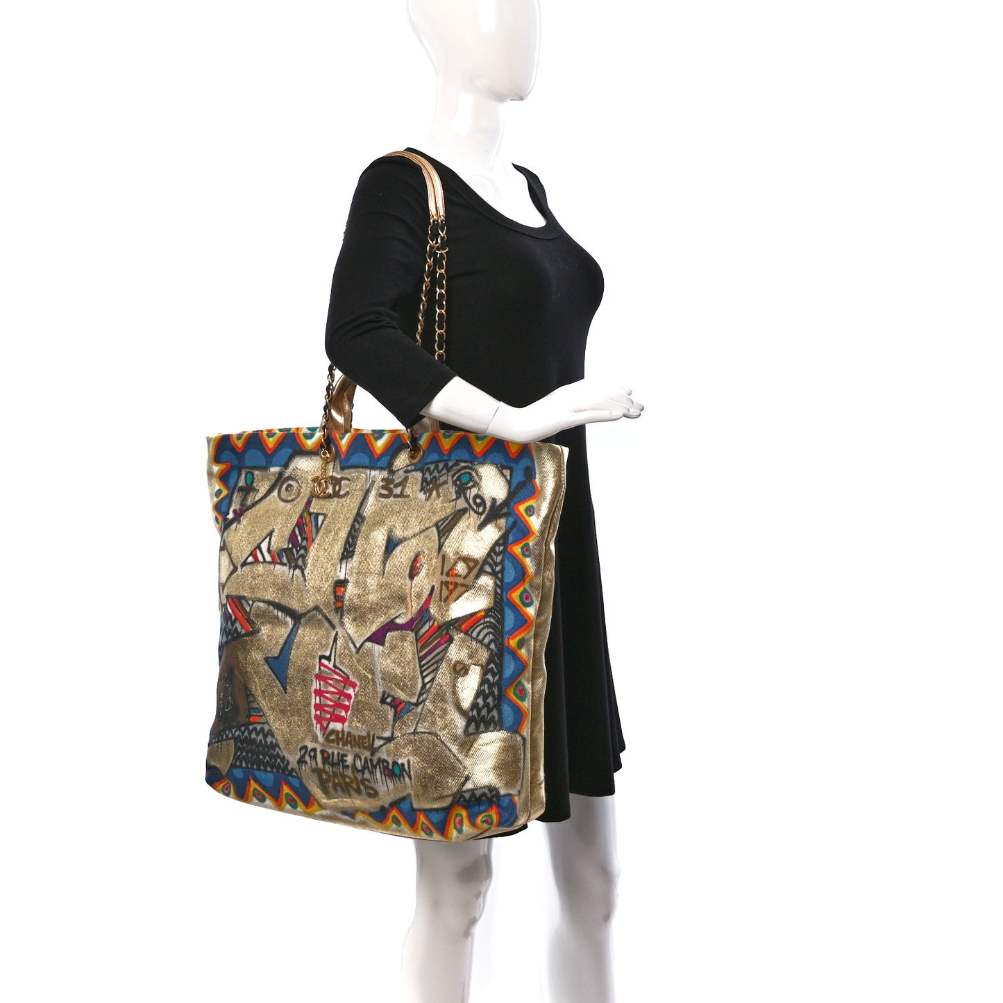 Graffiti Printed Canvas Street Spirit Tote Multicolor