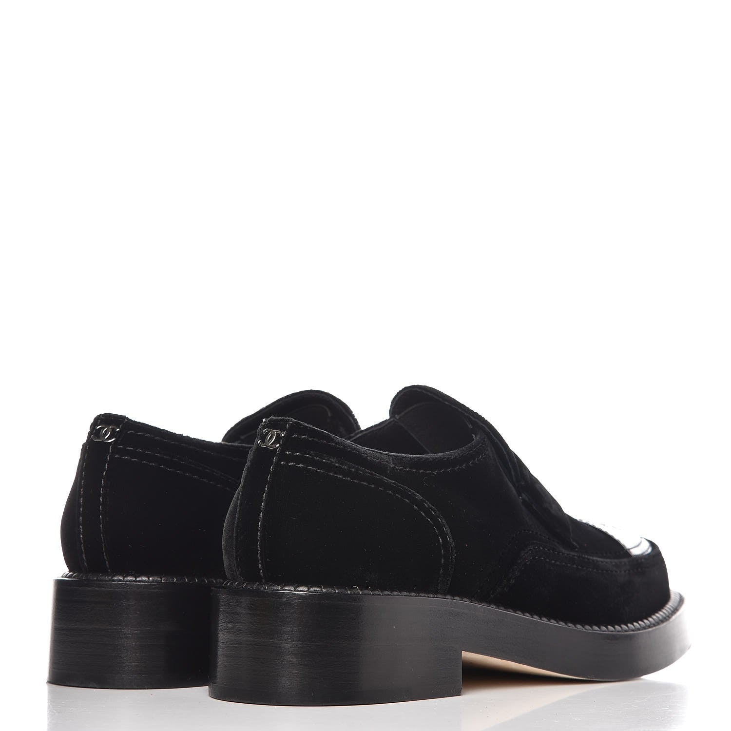 Chanel Velvet Patent Mocassin Loafers 40 Black 4 of 9