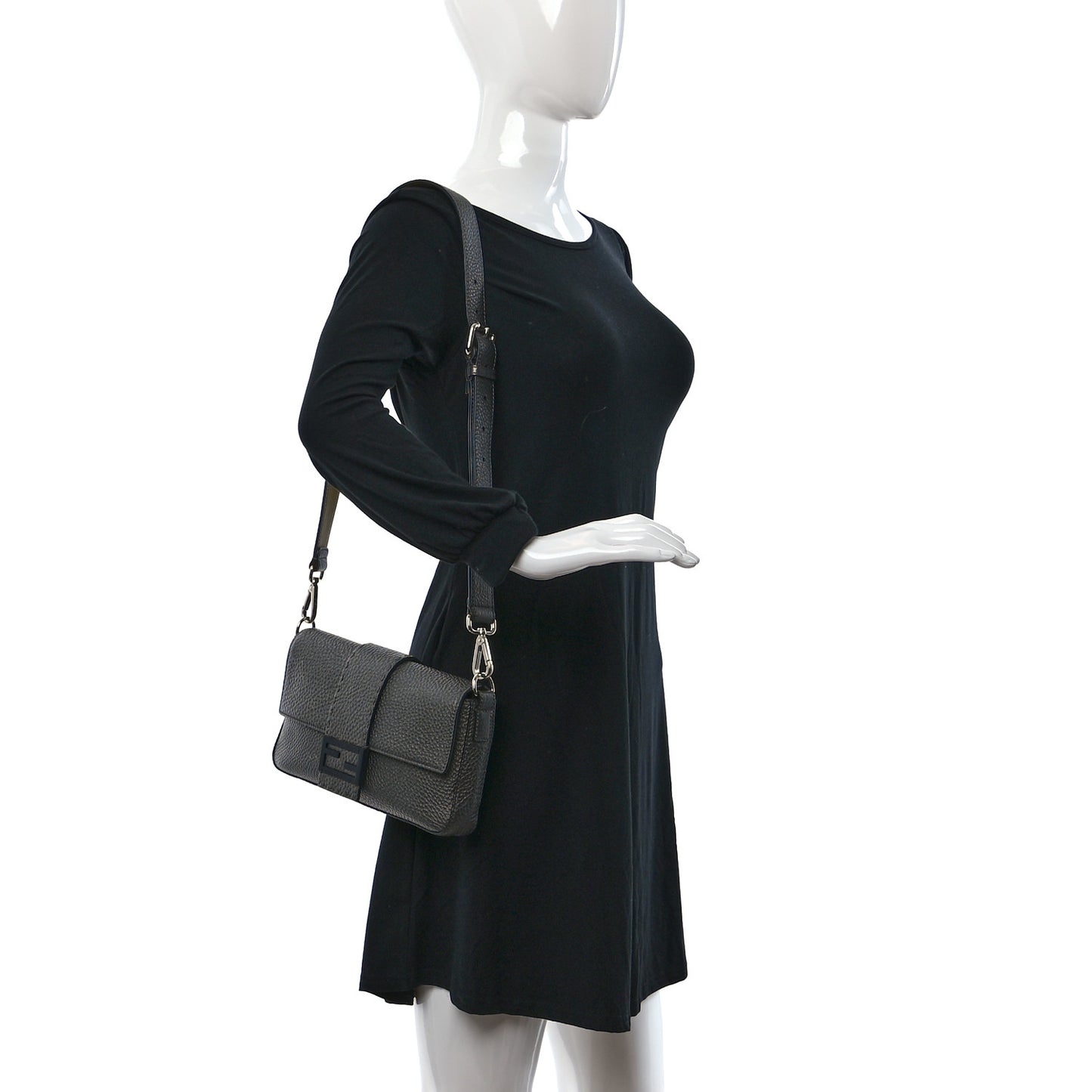 Cuoio Romano Lux Enamel Selleria Belt Baguette Bag Graphite