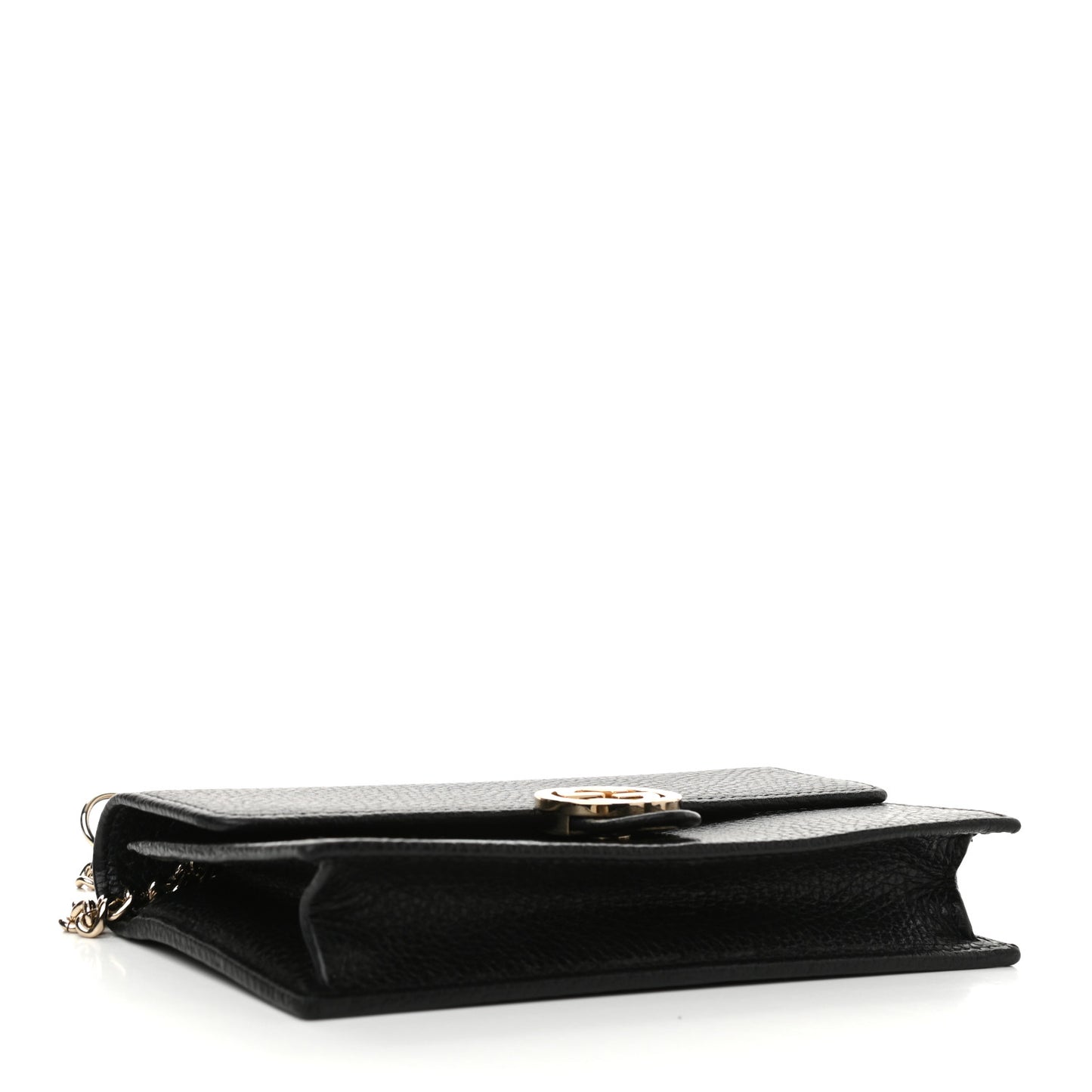 Dollar Calfskin Interlocking G Chain Wallet Black