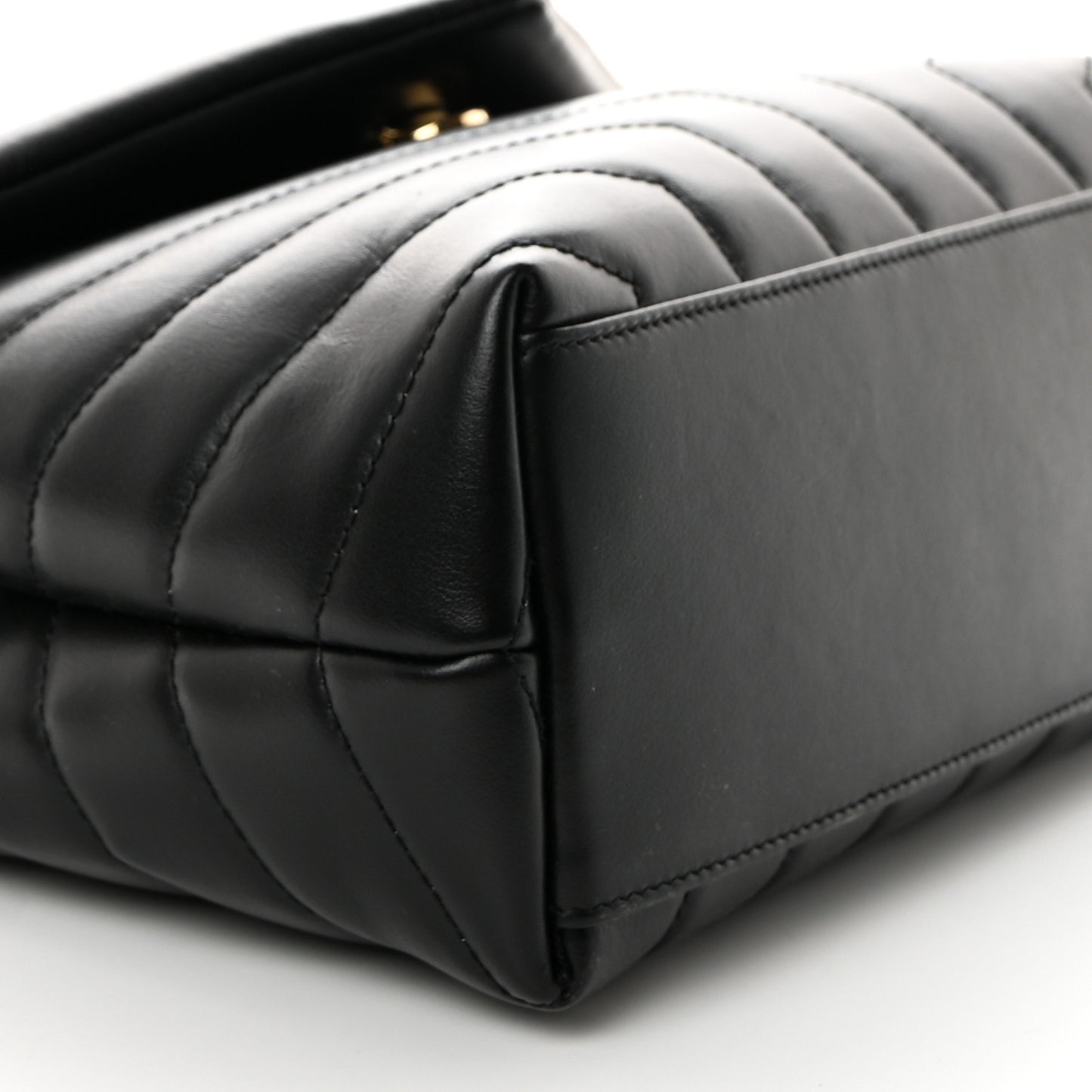 Calfskin Y Quilted Monogram Small Loulou Chain Satchel Black