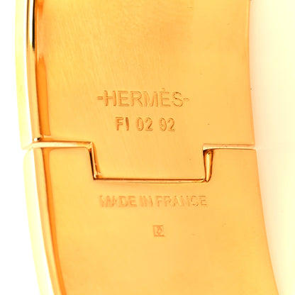 Hermes Enamel Printed Leopards Wide Clic Clac H Bracelet Jaune Or Black 5 of 5