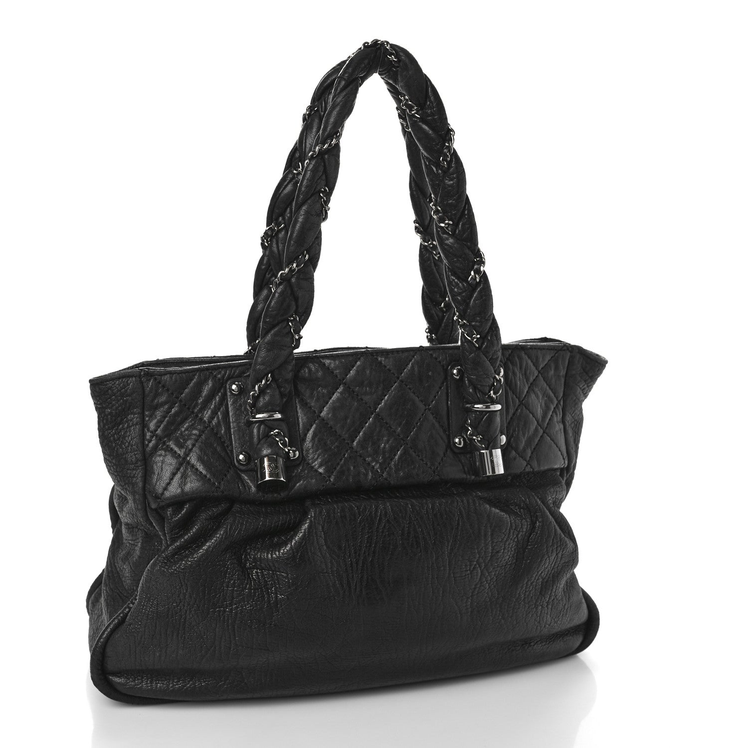 Chanel Distressed Lambskin Vintage Ligne Lady Braid Tote Black 3 of 10