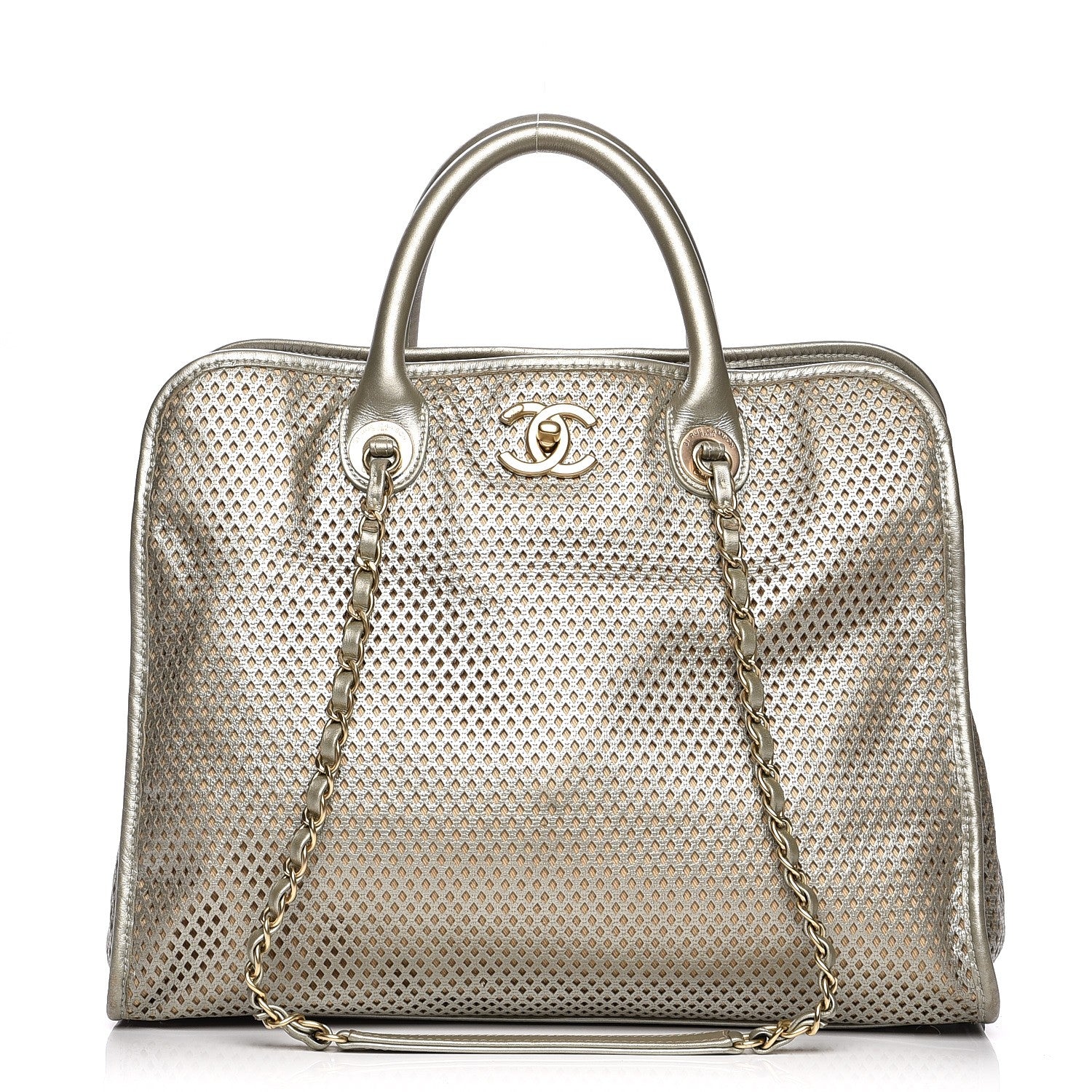 Chanel Metallic Calfskin Perforated Up In The Air Tote Silver 1 of 12