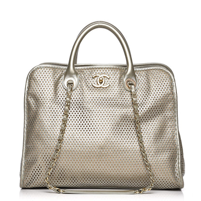 Chanel Metallic Calfskin Perforated Up In The Air Tote Silver 1 of 12