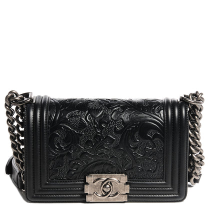 Chanel Embossed Leather Cordoba Small Boy Flap Black 1 of 8
