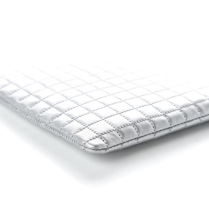 Celine Lambskin Quilted Zip Pouch Grey 7 of 10