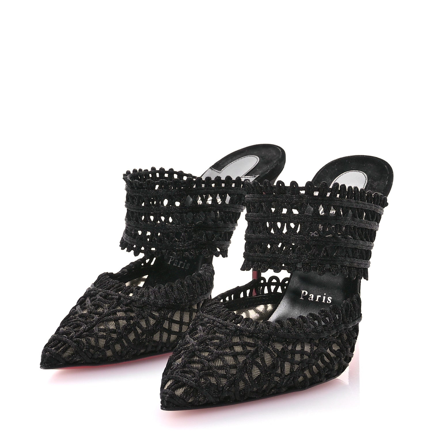 Christian Louboutin Rete Macrame Deia 100 Mule Sandals 38 Black 4 of 8