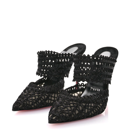 Christian Louboutin Rete Macrame Deia 100 Mule Sandals 38 Black 4 of 8