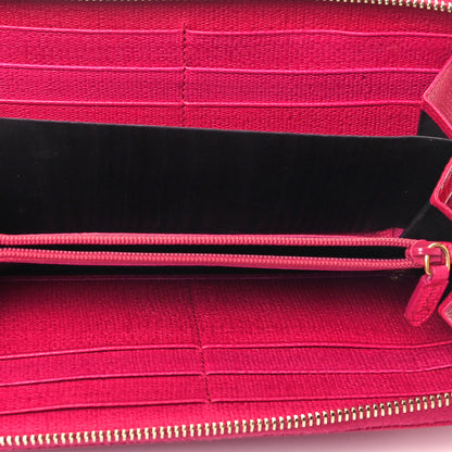Saint Laurent Calfskin Textured ChYc Zip Around Wallet Fuchsia 5 of 9