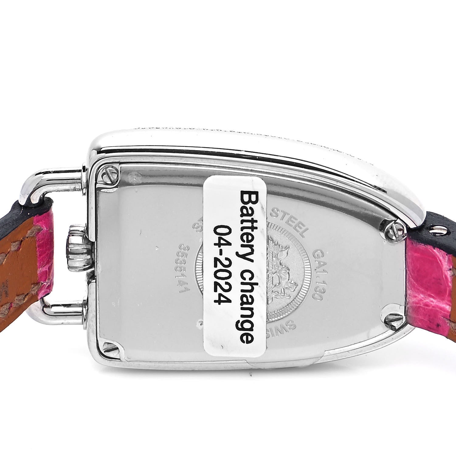 Hermes Stainless Steel Alligator Diamond Bezel 20mm Galop D'Hermes Quartz Watch Framboise 4 of 5