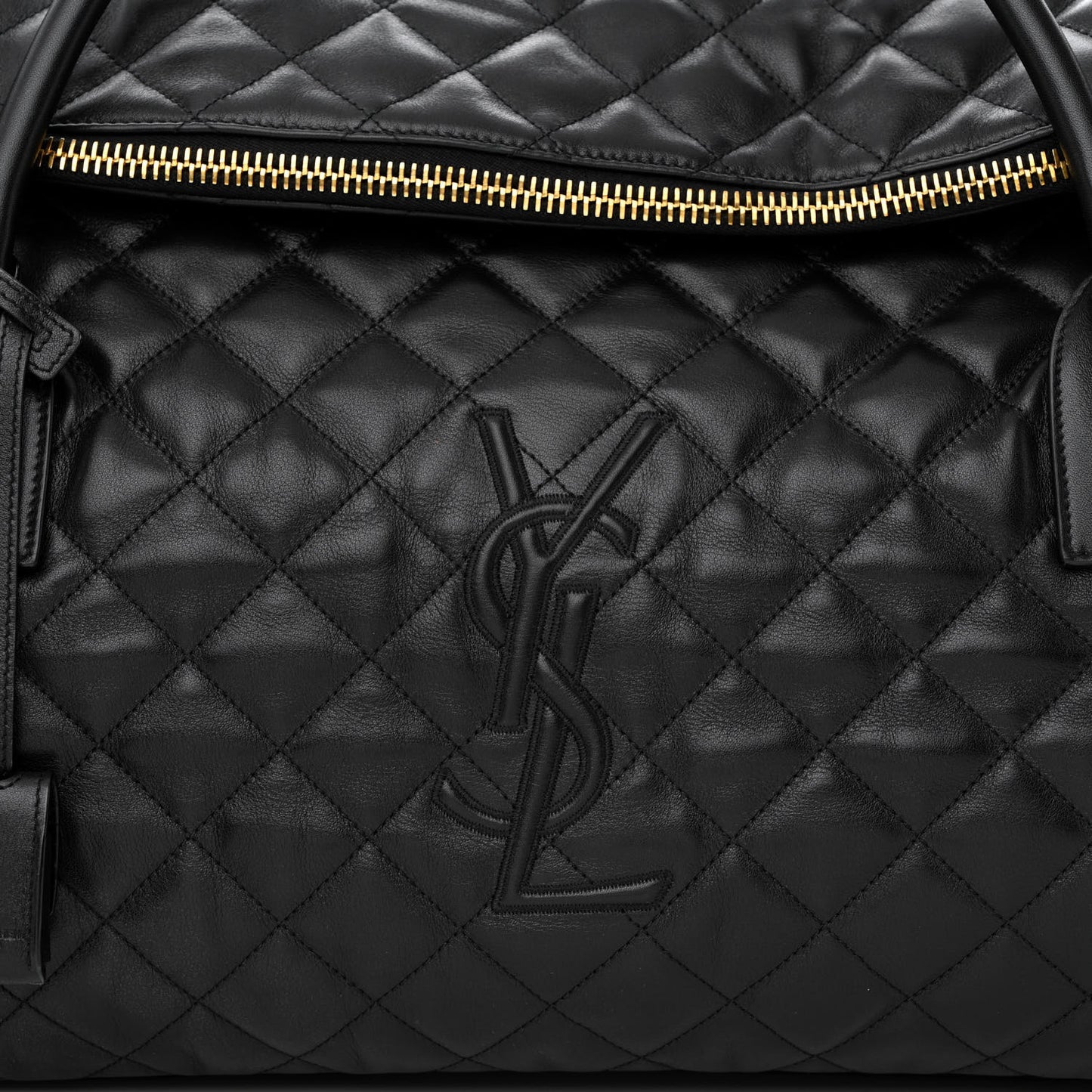 Calfskin Quilted ES Giant Travel Bag Black