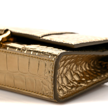 Balenciaga Metallic Calfskin Crocodile Embossed Hourglass Chain Bag Gold 8 of 8