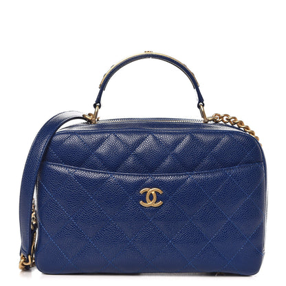 Chanel Caviar Quilted Small Carry Around Bowling Bag Blue 1 of 8