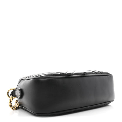 Gucci Calfskin Matelasse Small GG Marmont Chain Shoulder Bag Black 4 of 10