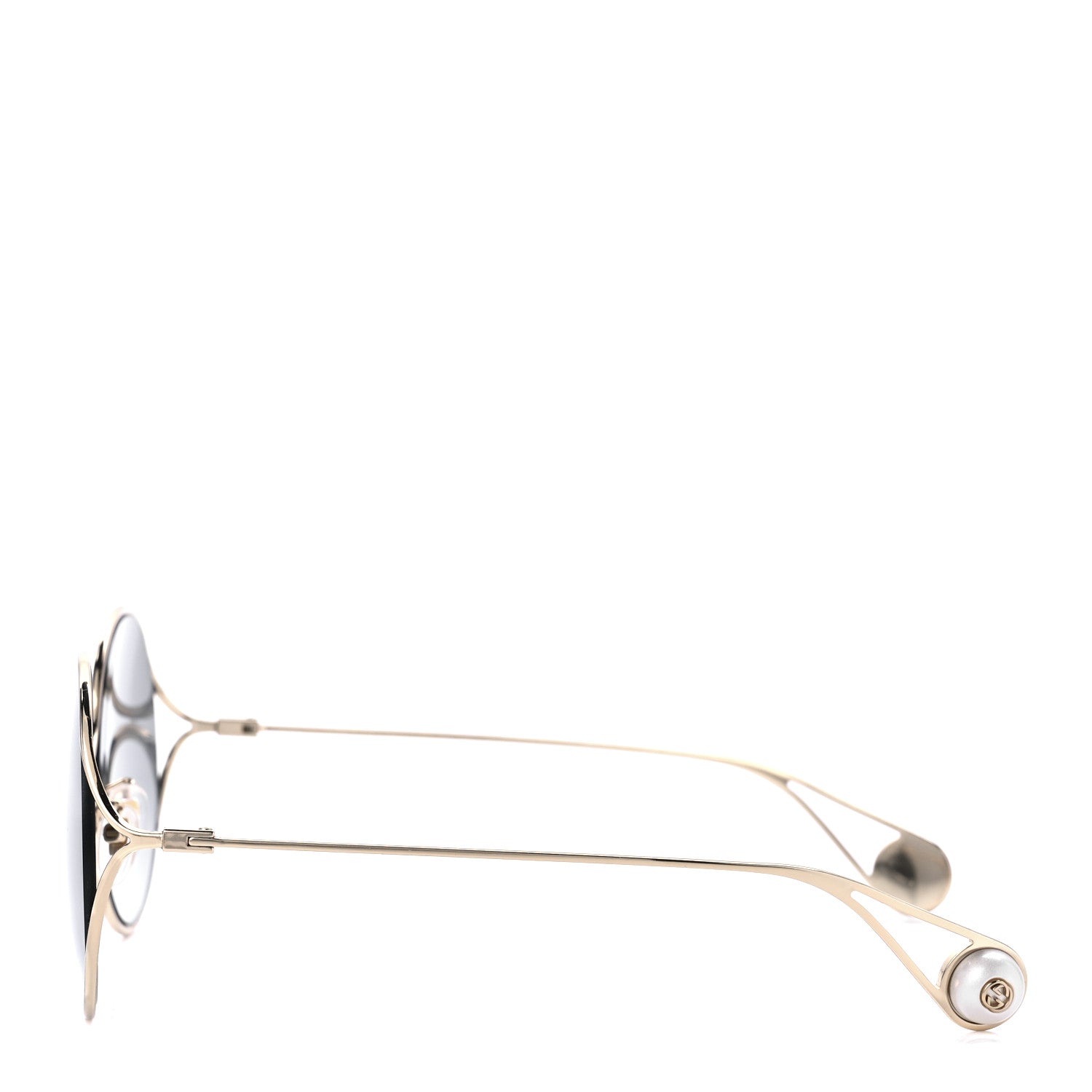 Gucci Metal Round Pearl Tip Sunglasses GG0253S Gold 3 of 8