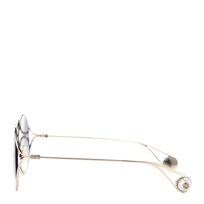 Gucci Metal Round Pearl Tip Sunglasses GG0253S Gold 3 of 8