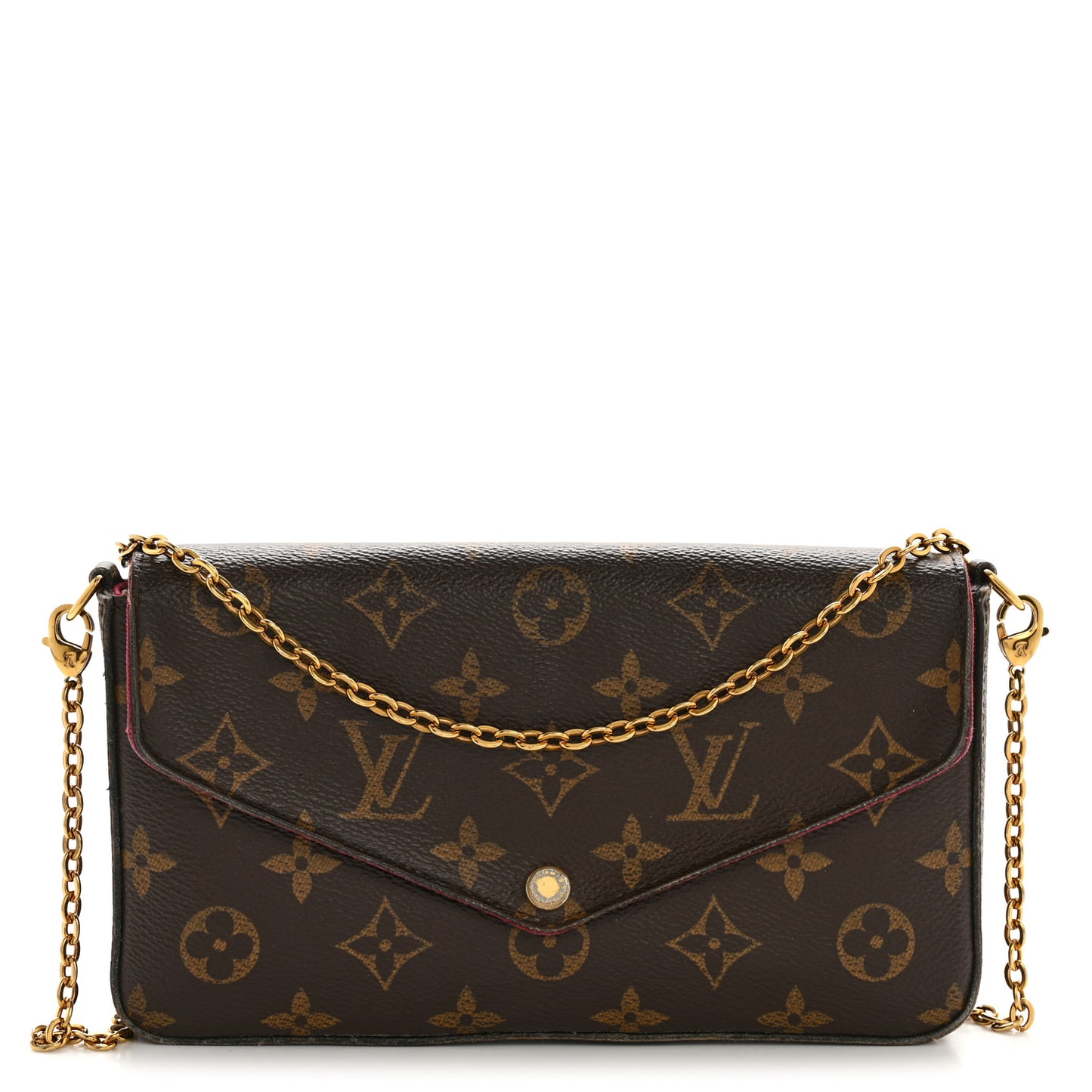 Monogram Pochette Felicie Chain Wallet Fuchsia
