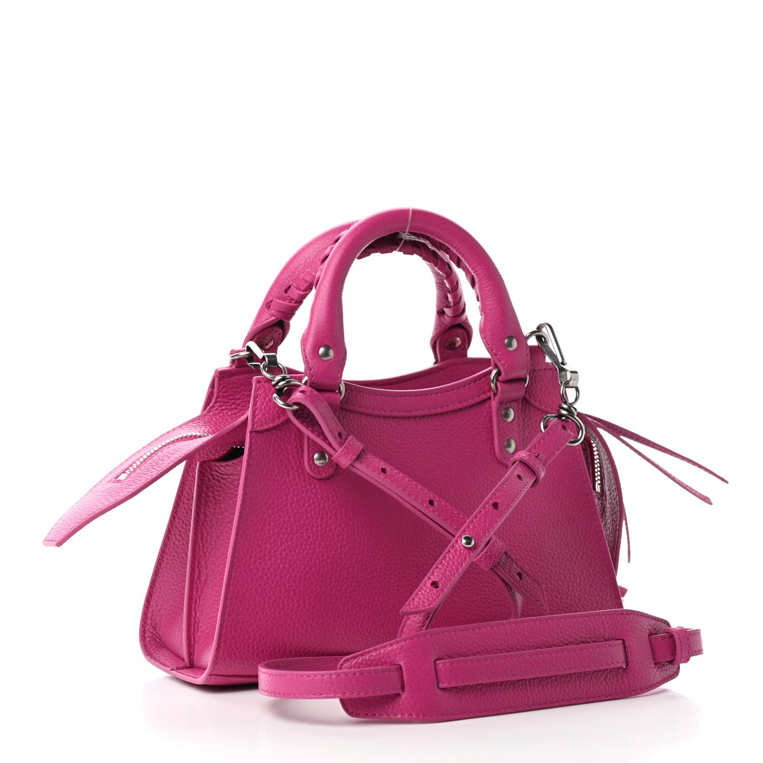 Balenciaga Grained Calfskin Neo Classic Silver Hardware Mini City Fuchsia 3 of 8