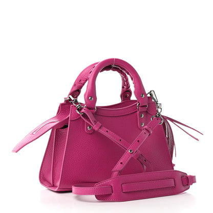 Balenciaga Grained Calfskin Neo Classic Silver Hardware Mini City Fuchsia 3 of 8
