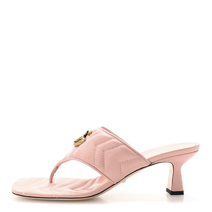 Gucci Nappa Charlotte Double G Marmont Thong Pumps 38.5 Perfect Pink 1 of 9